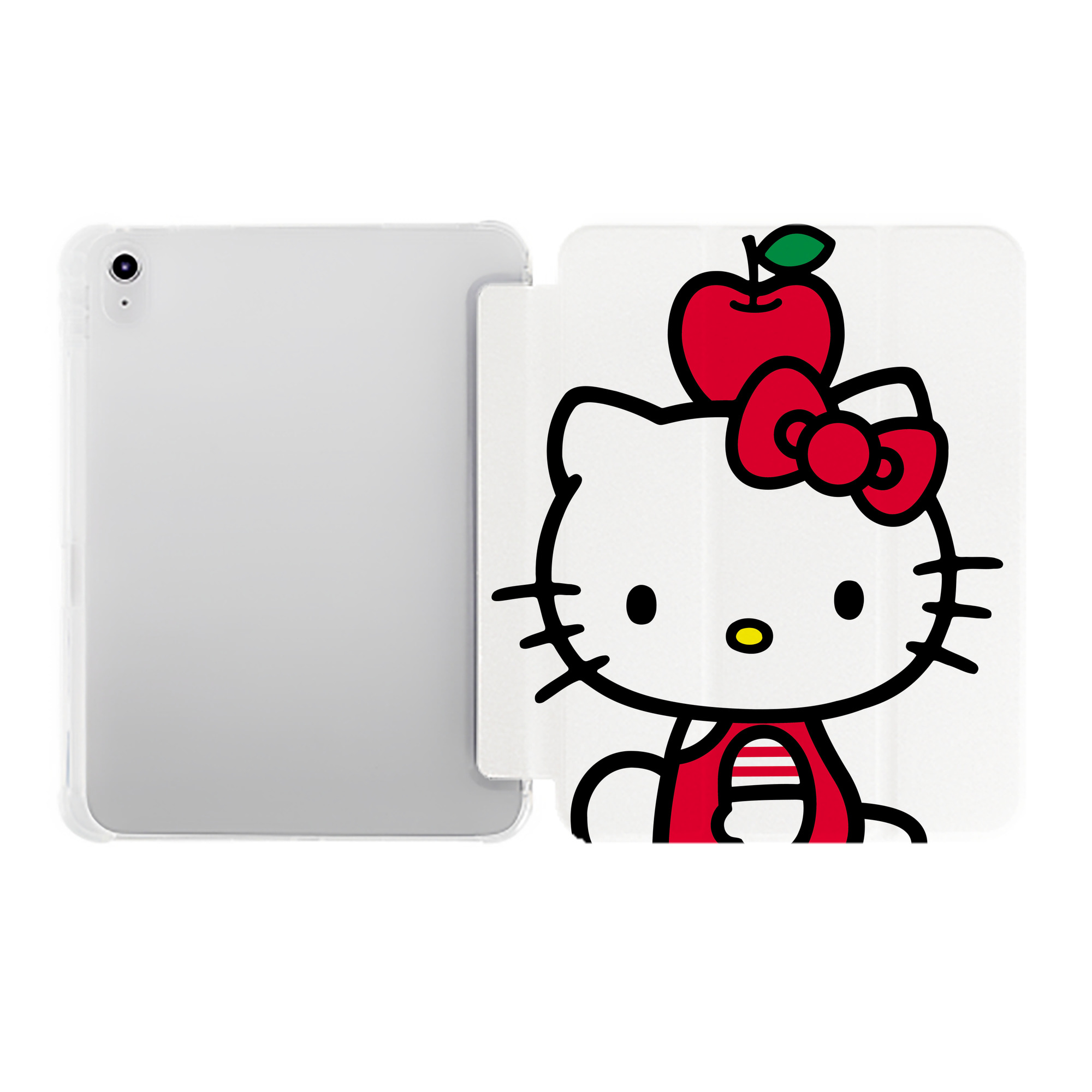 （画像用） Hello Kitty ハローキティ IPad ケース ペン収納付き 三つ折りスタンド PUレザー×シリコン 対応機種9.5/10.5/10.9インチ